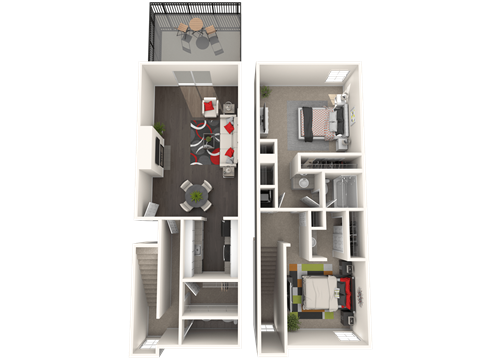 Floor plan for 2 beds, 1.5 baths, 1149 sqft